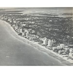 Vtg RARE Kromekote B/w King-Size 9x7 Postcard #210 Coast Line Miami Beach FL SEE